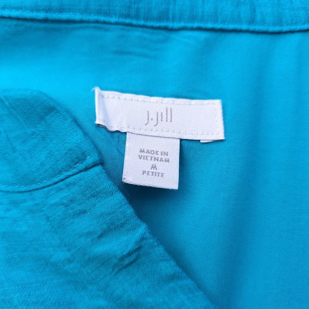 J. Jill Maxi Dress PM Blue Green Colorblock Tiered Boho Coastal Summer - Picture 11 of 16